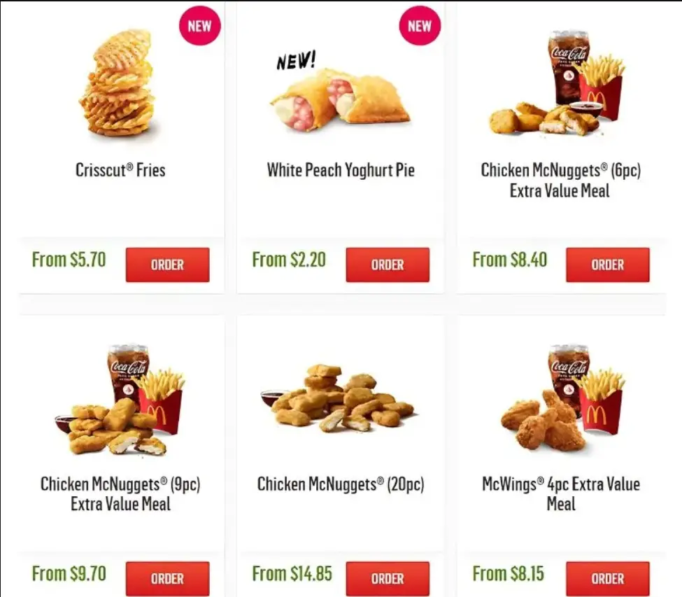 MCDONALD’S MENU SINGAPORE