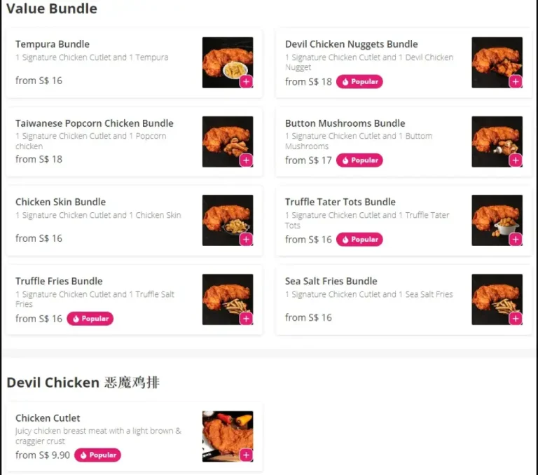 DEVIL CHICKEN MENU