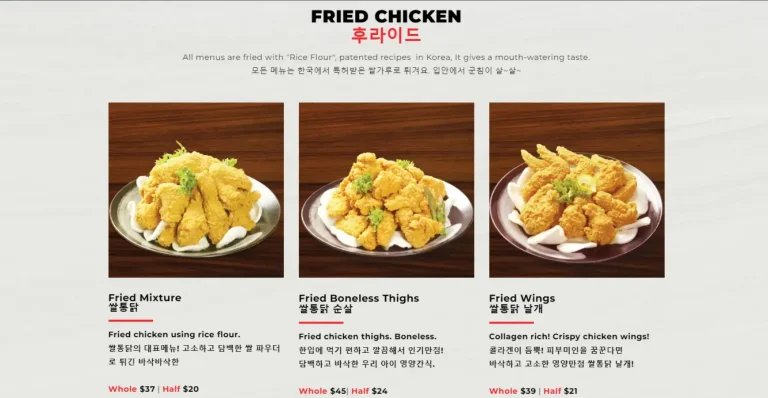 OVEN & FRIED CHICKEN MENU