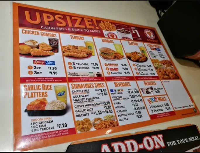 POPEYES MENU SINGAPORE