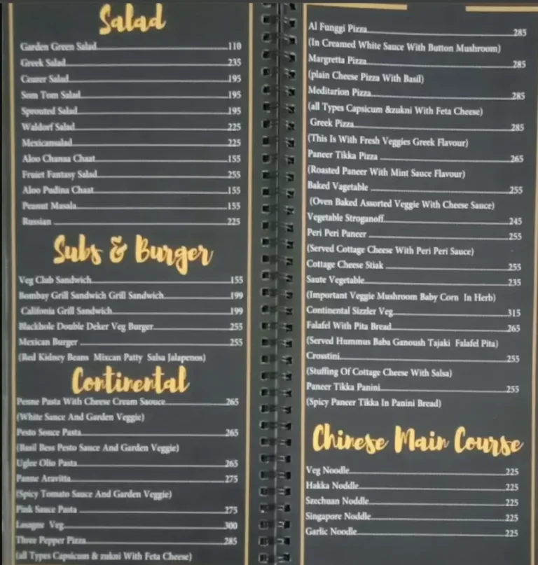 THE BLACK HOLE MENU