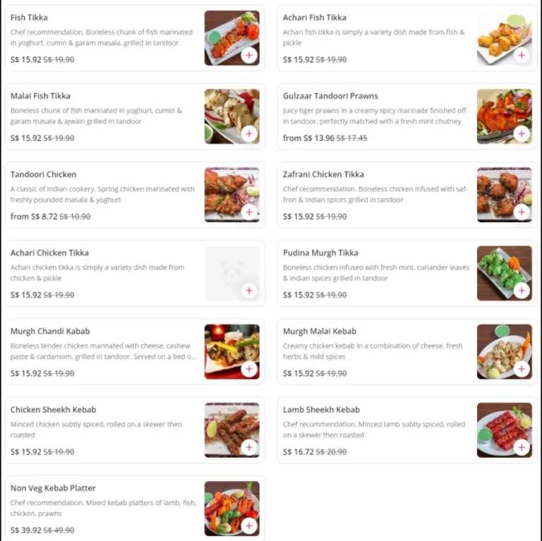 BOMBAY DINING MENU