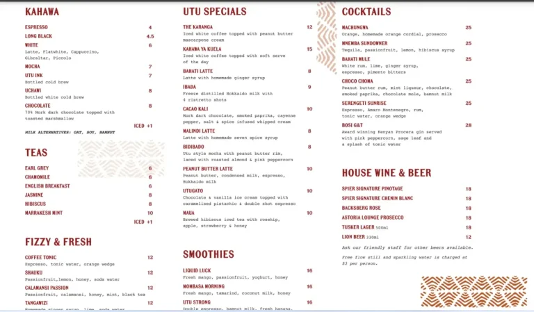 KAFE UTU MENU