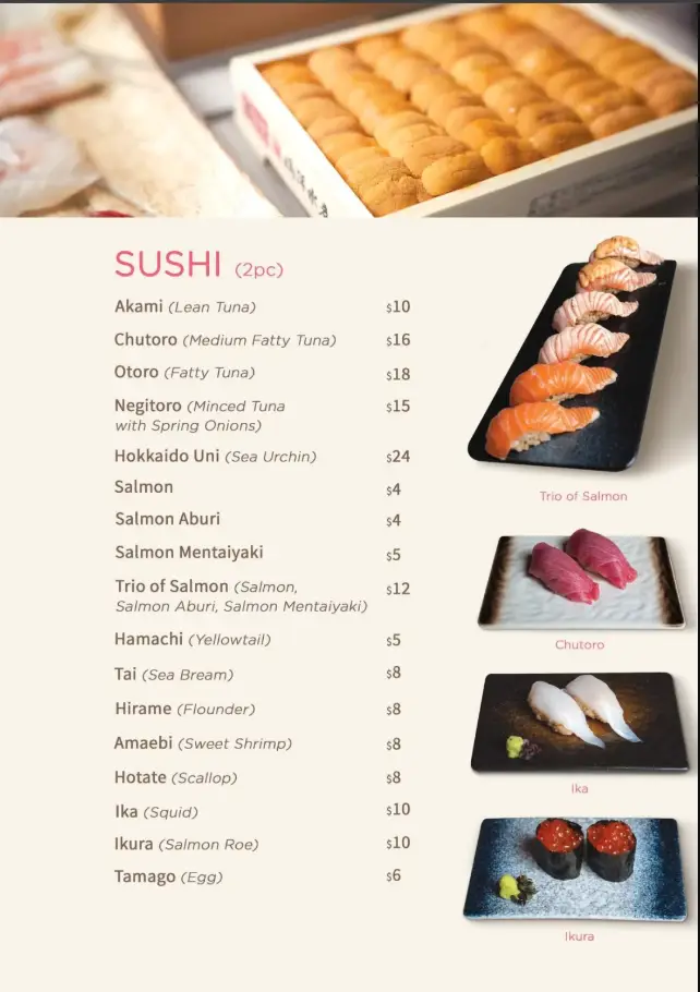 NOZOMI MENU SINGAPORE